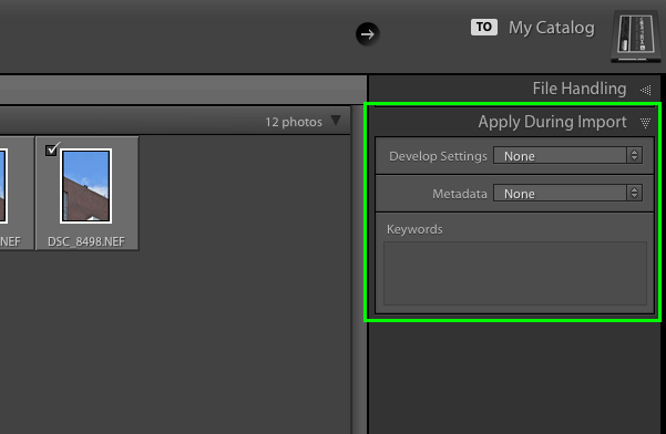 Lightroom Importação