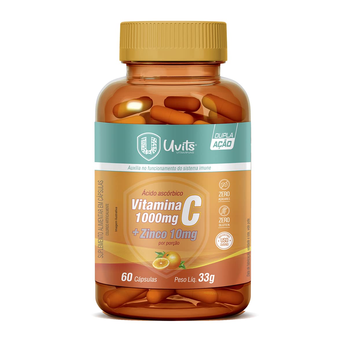 Vitamina C 1000g + Zinco 10mg 60 Cápsulas