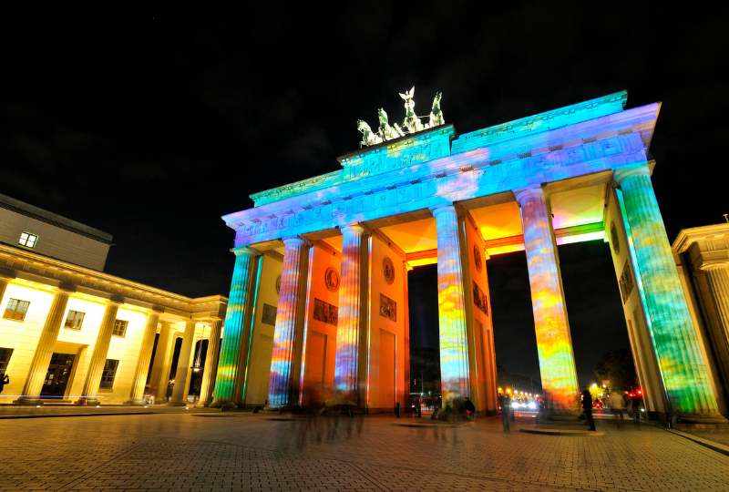 The Brandenburg Gate - Brandenburger Tor in Berlin illuminated at the Festival of Lights
