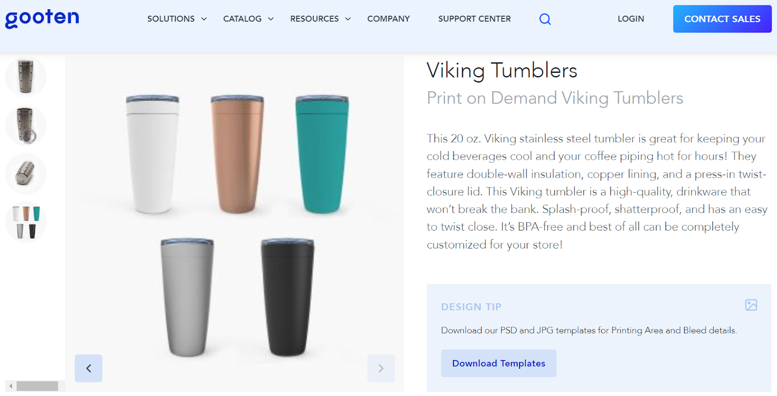 Custom printed stainless steel tumblers on Gooten