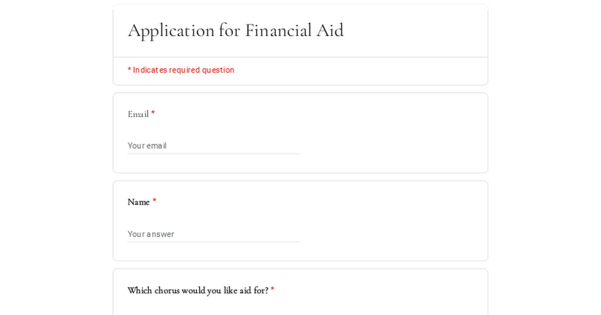 Application for Financial Aid