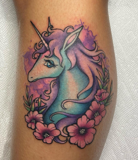 Colorful Unicorn Tattoo Design For Women