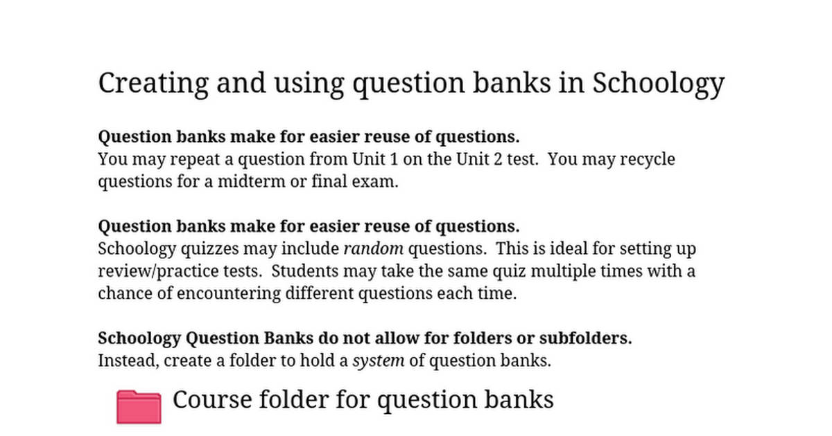 Creating a question bank in Schoology