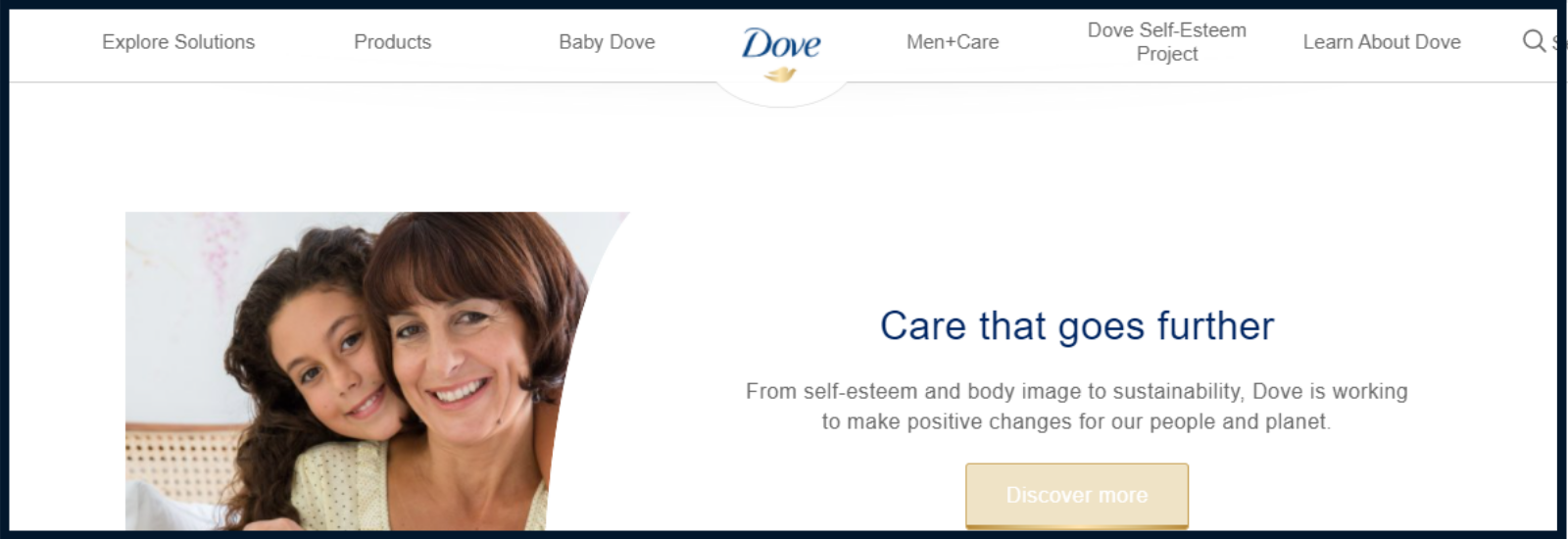 Dove homepage