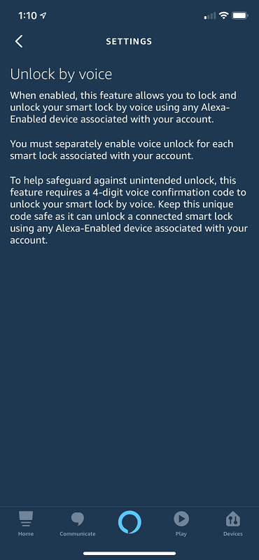 Alexa Unlock Pin Code Info