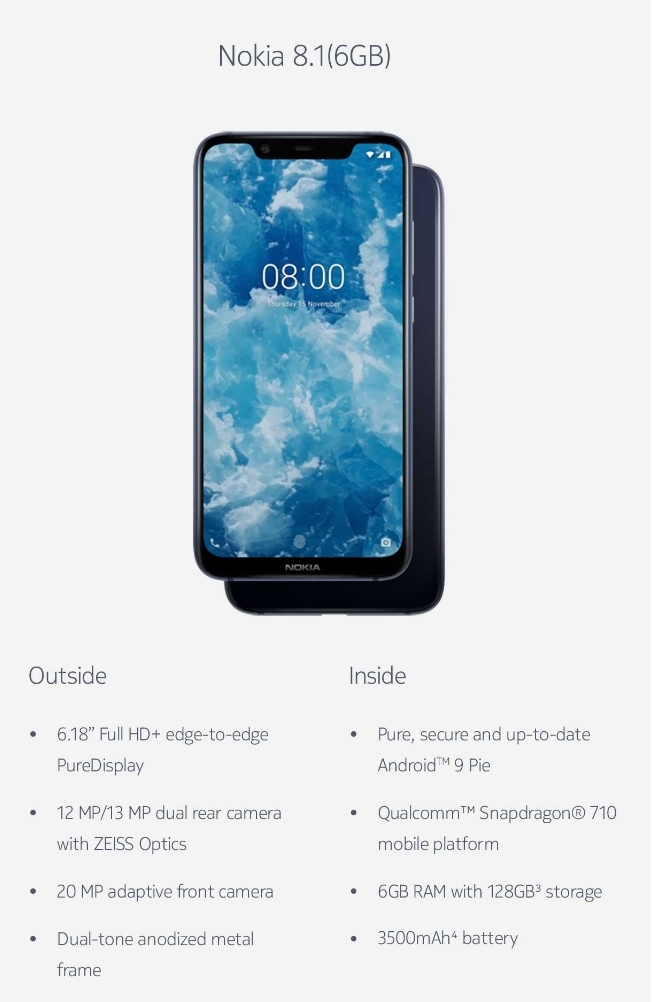 nokia 8.1 price in india Battery