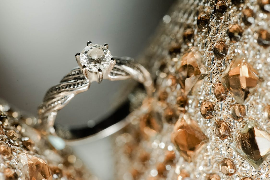Stunning close-up of diamond engagement ring 
