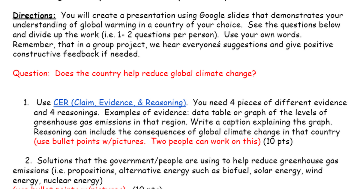 global warming project work methodology
