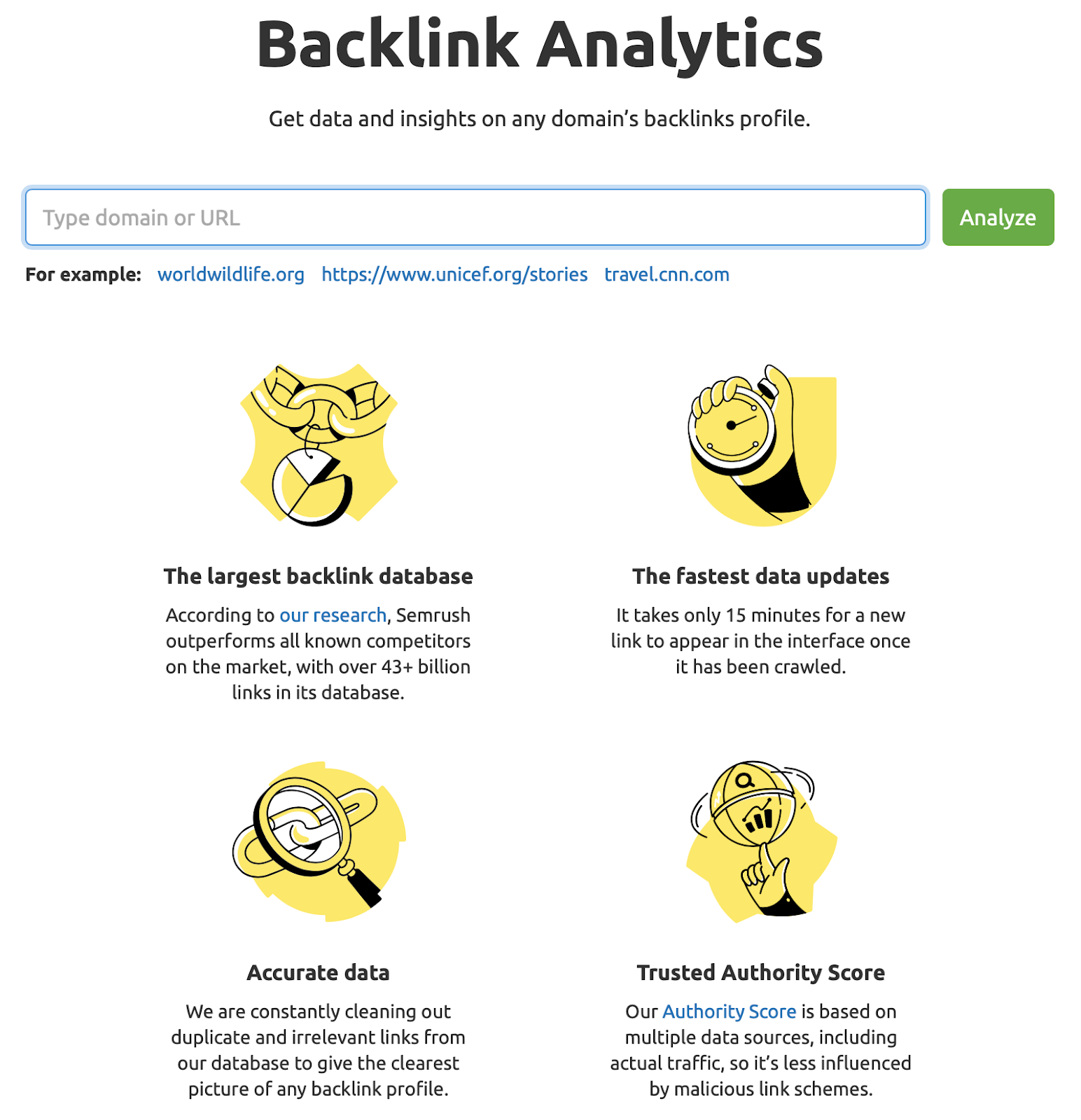 Backlink analytics.
