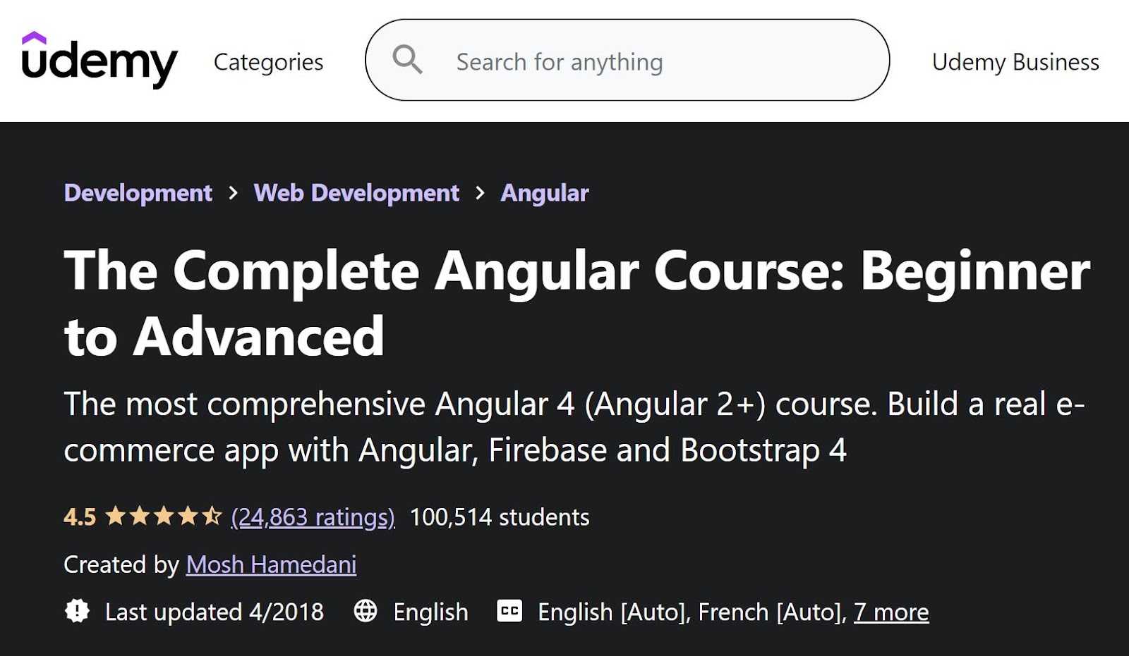 Complete Angular Course Guide Udemy Screenshot