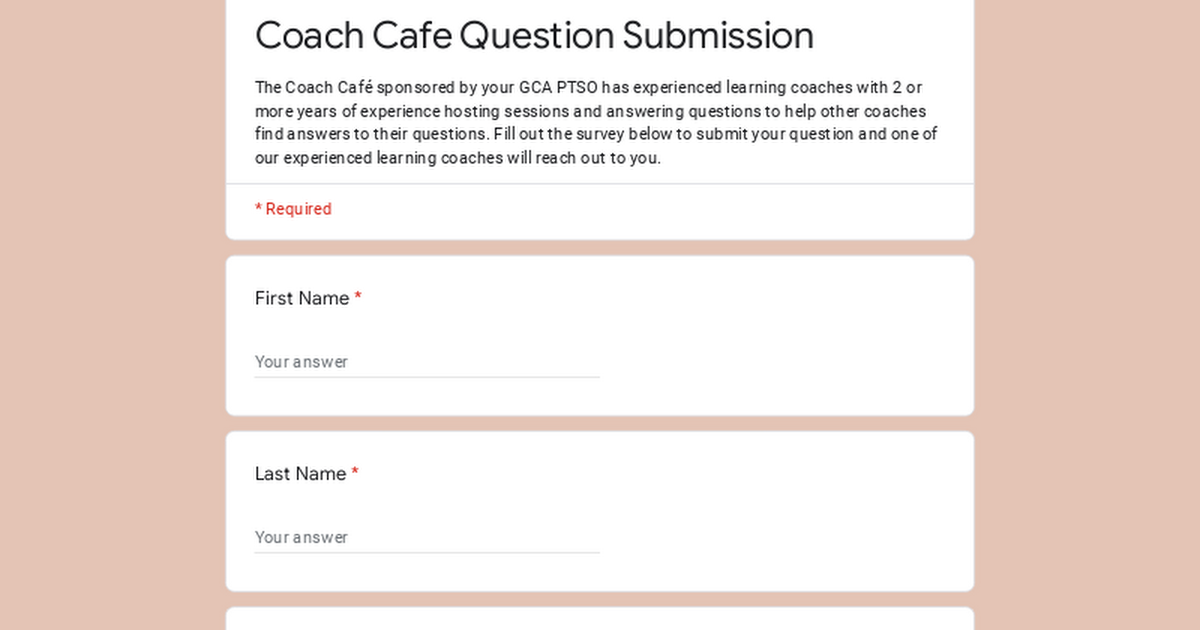 Coach Cafe Question Submission