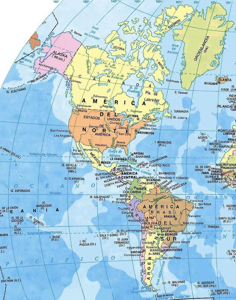 Resultado de imagen de completo mapa politico america con el nombre de los paises