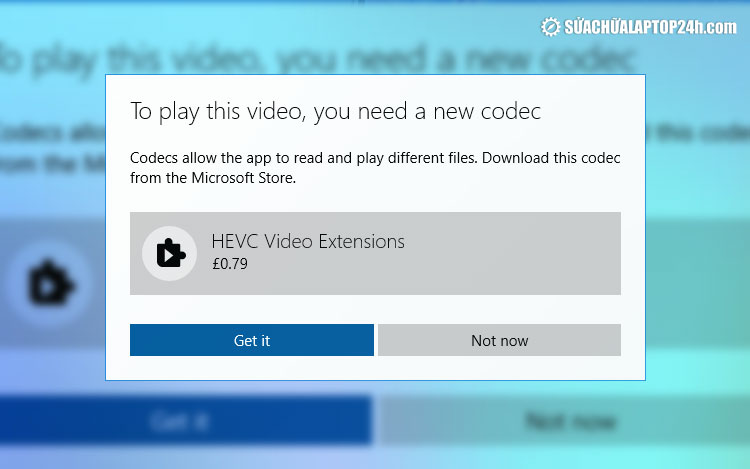 HEVC là tiện ích trả phí trên Microsoft Store