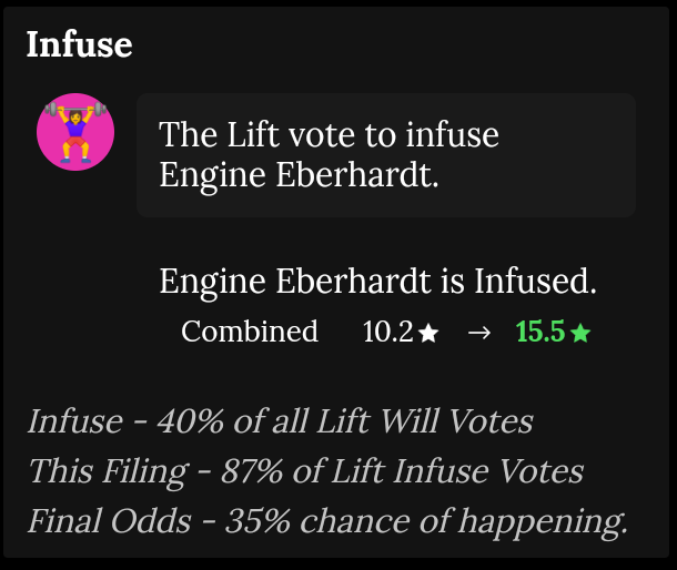 ID: Engine Eberhardt's season 14 infusion.