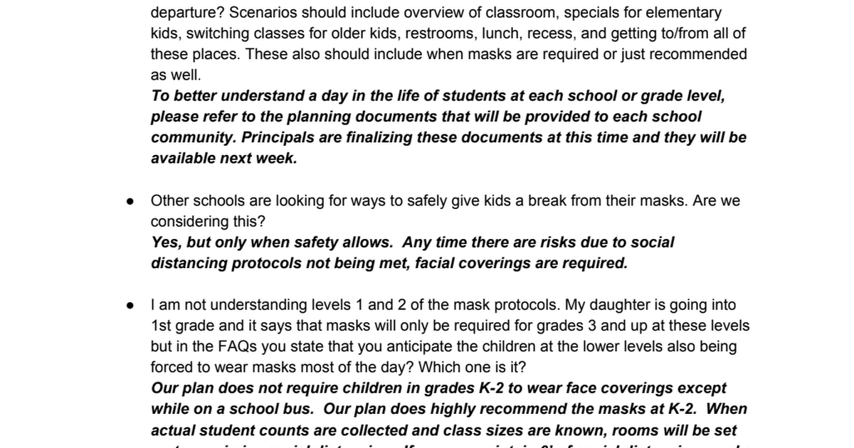 Traditional School FAQ II