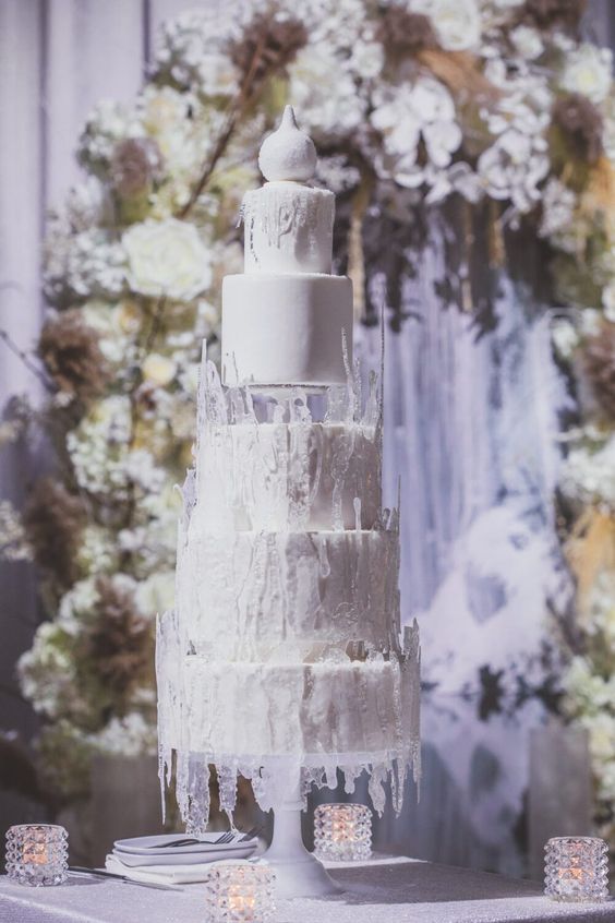 photo of winter wedding cake