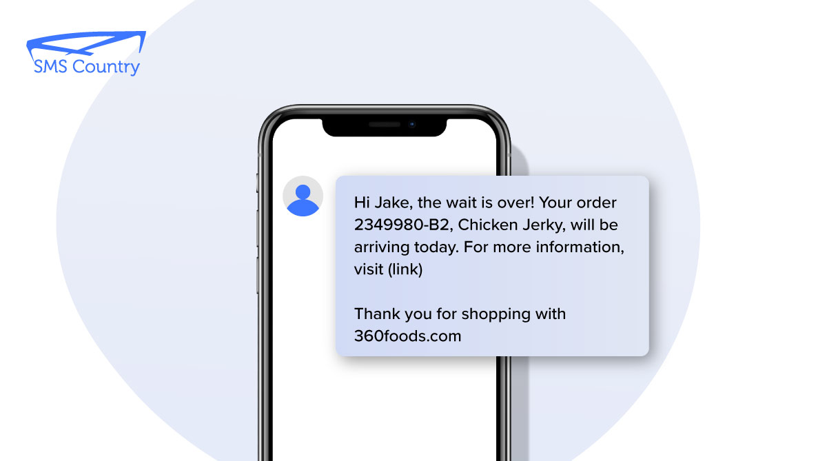 customer service SMS template confirming a customer's food order shipment