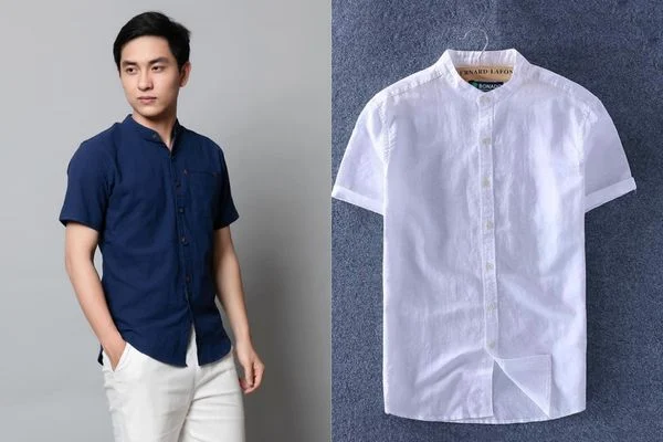 Mẫu sơ mi cổ tàu tay ngắn
