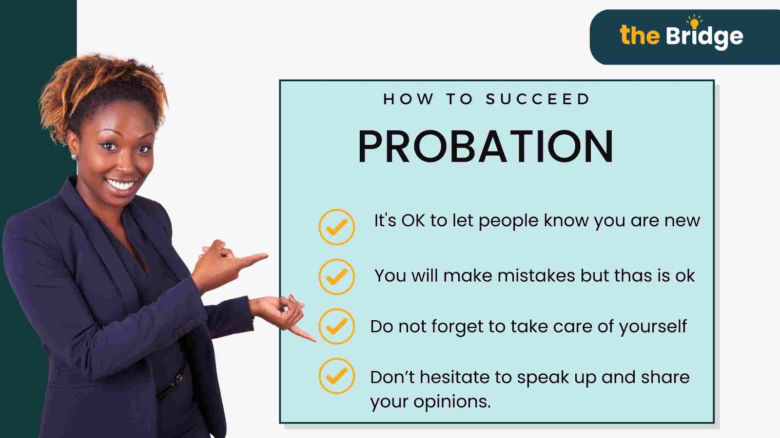 an illustration of tips to succeed probation Period by the Bridge Programme