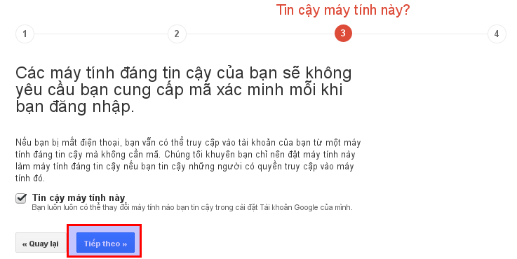 Cấu hình xác minh hai bước Google