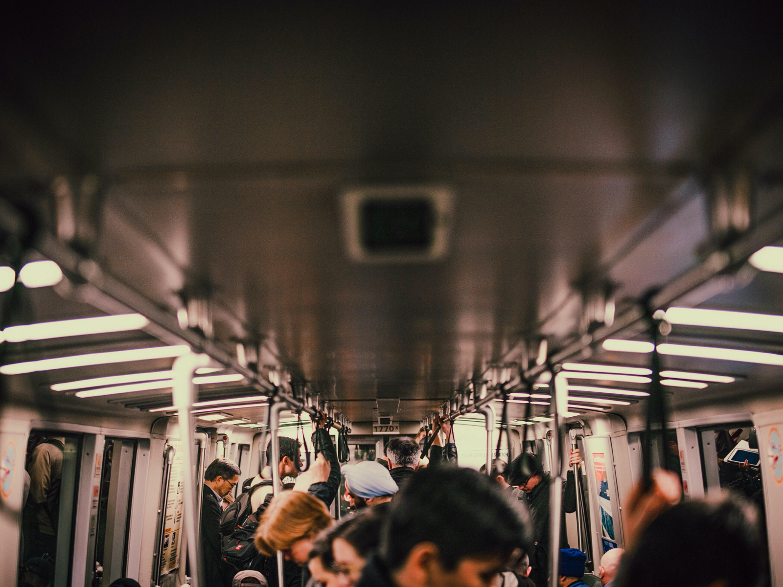 San Fransisco people on BART transit 