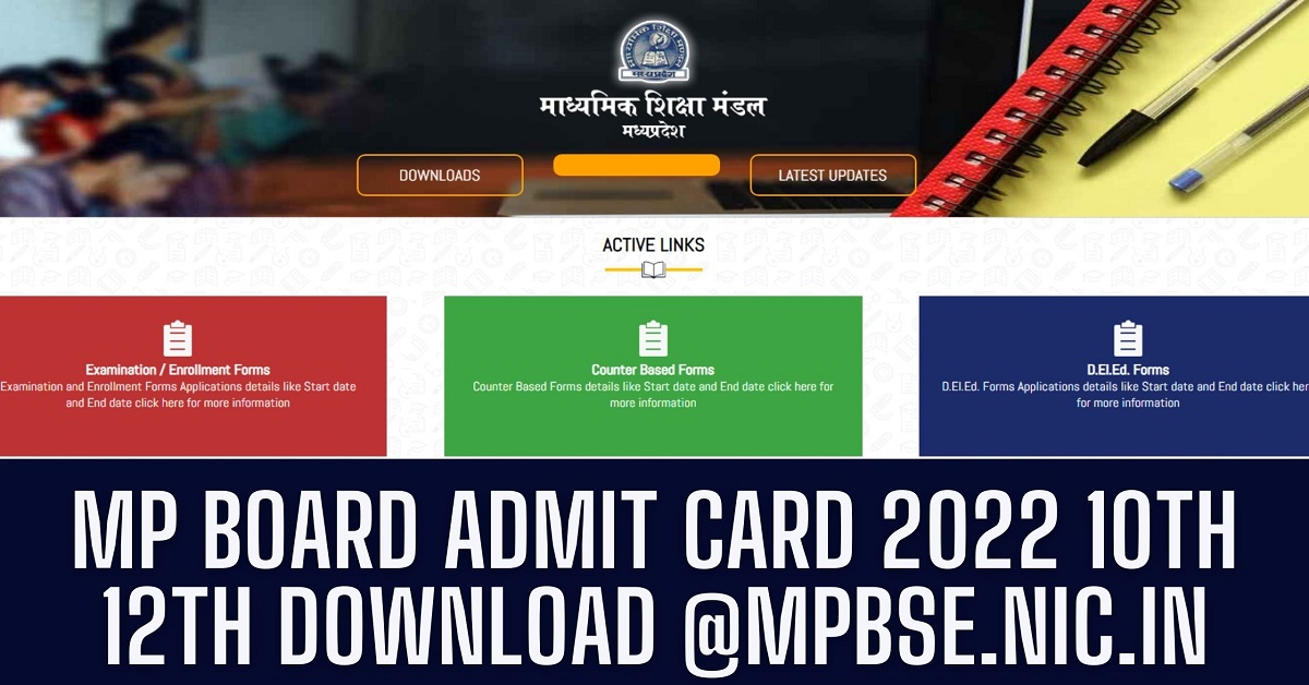 MP Board Admit Card 2022 10th 12th Download @mpbse.nic.in