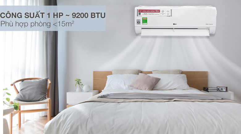 Công suất 9200BTU - phù hợp với phòng < 15m2