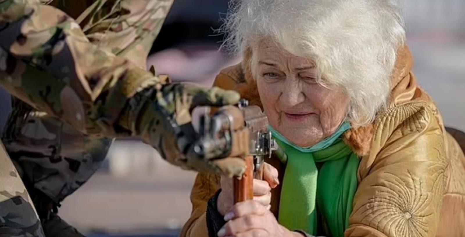 Grandma Learns Combat Training In Ukraine With AK-47