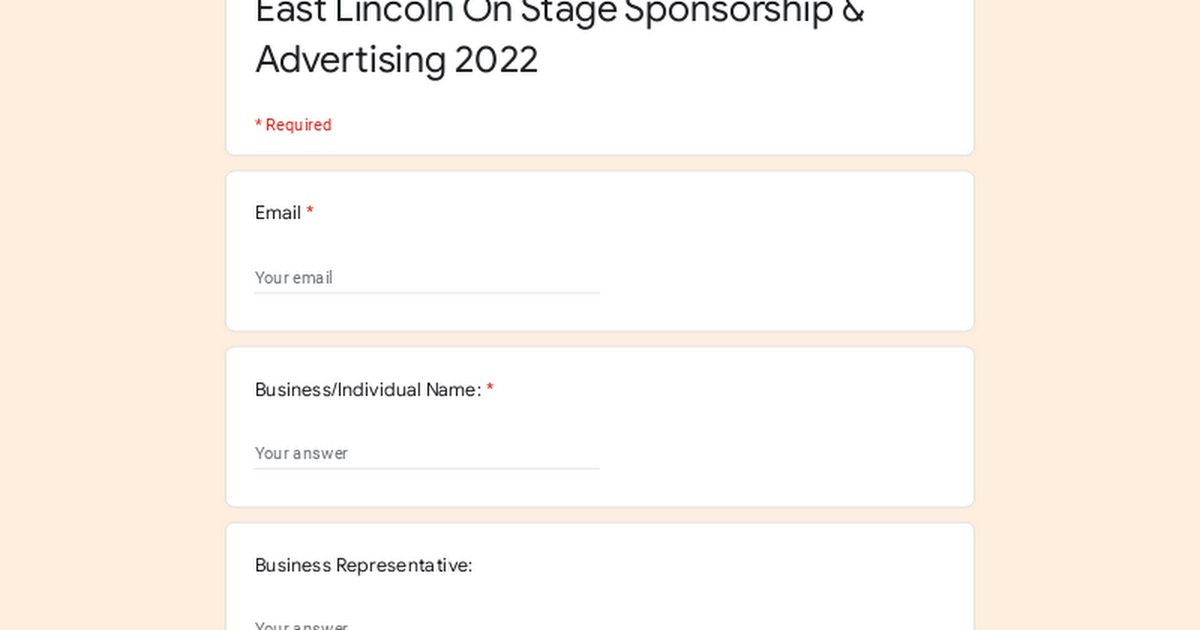 East Lincoln On Stage Sponsorship & Advertising 2022