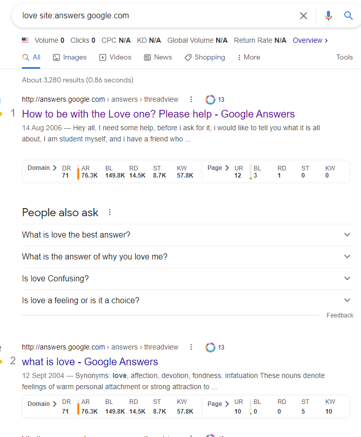 Google Search for Answers