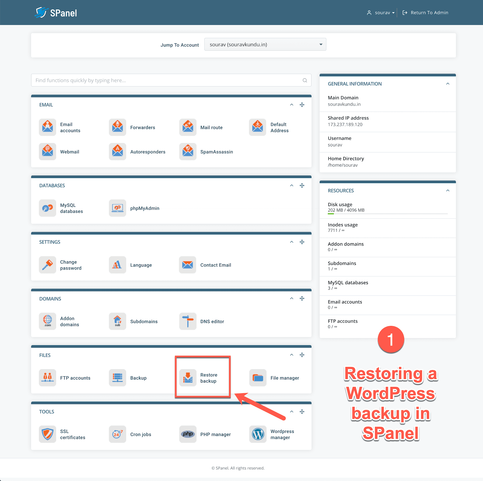 como restaurar o backup do wordpress no scala spanel parte 1