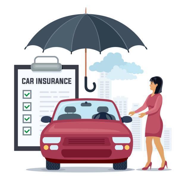 Car insurance. Auto Insurance. Auto Insurance. Car Insurance design concept with umbrella protection. auto insurance stock illustrations