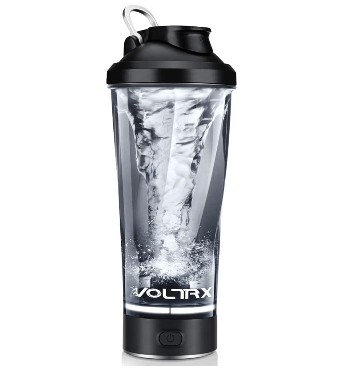 A black VOLTRX VortexBoost Electric Shaker Bottle