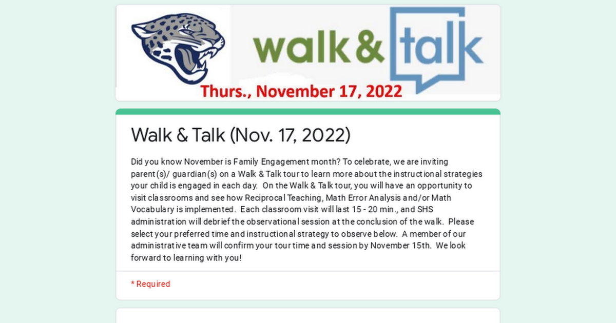 Walk & Talk (Nov. 17, 2022)