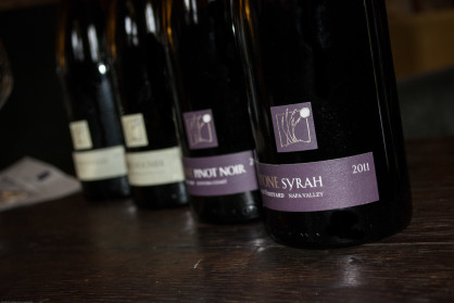 Line up of Whetstone wines focusing on the Syrah