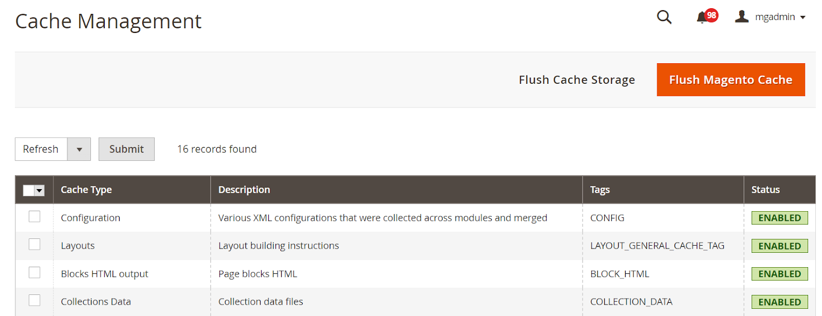 Clear Magento Cache from Magento Admin Panel