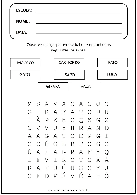 Caça-palavras Infantil - Mestre do Saber