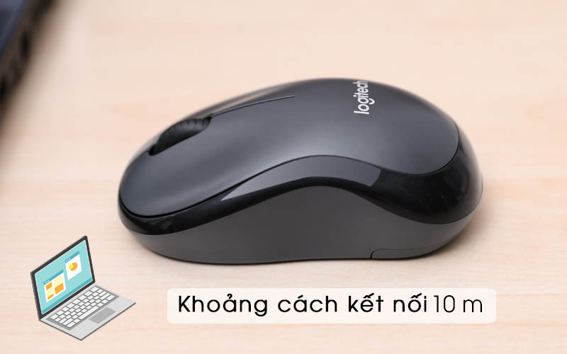 Chuột không dây Logitech Silent M220 Đen với khoảng cách kết nối lên đến 10 m