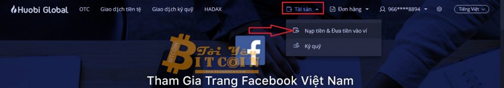 Nạp tiền vào sàn Huobi. Ảnh 1