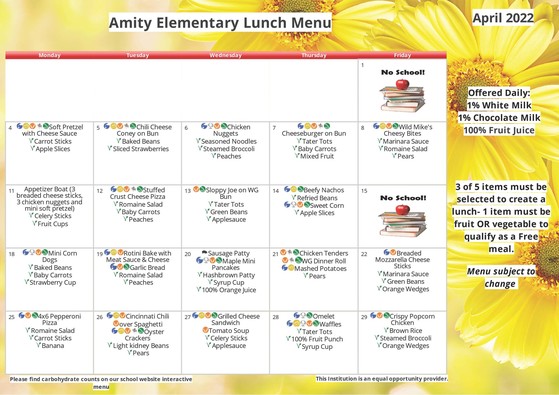April Lunch Menu