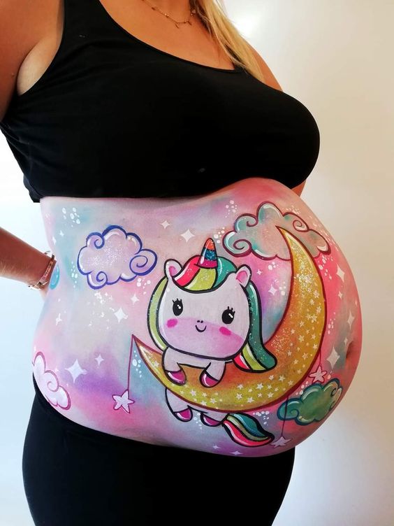 pregnant belly painting ideas unicorn