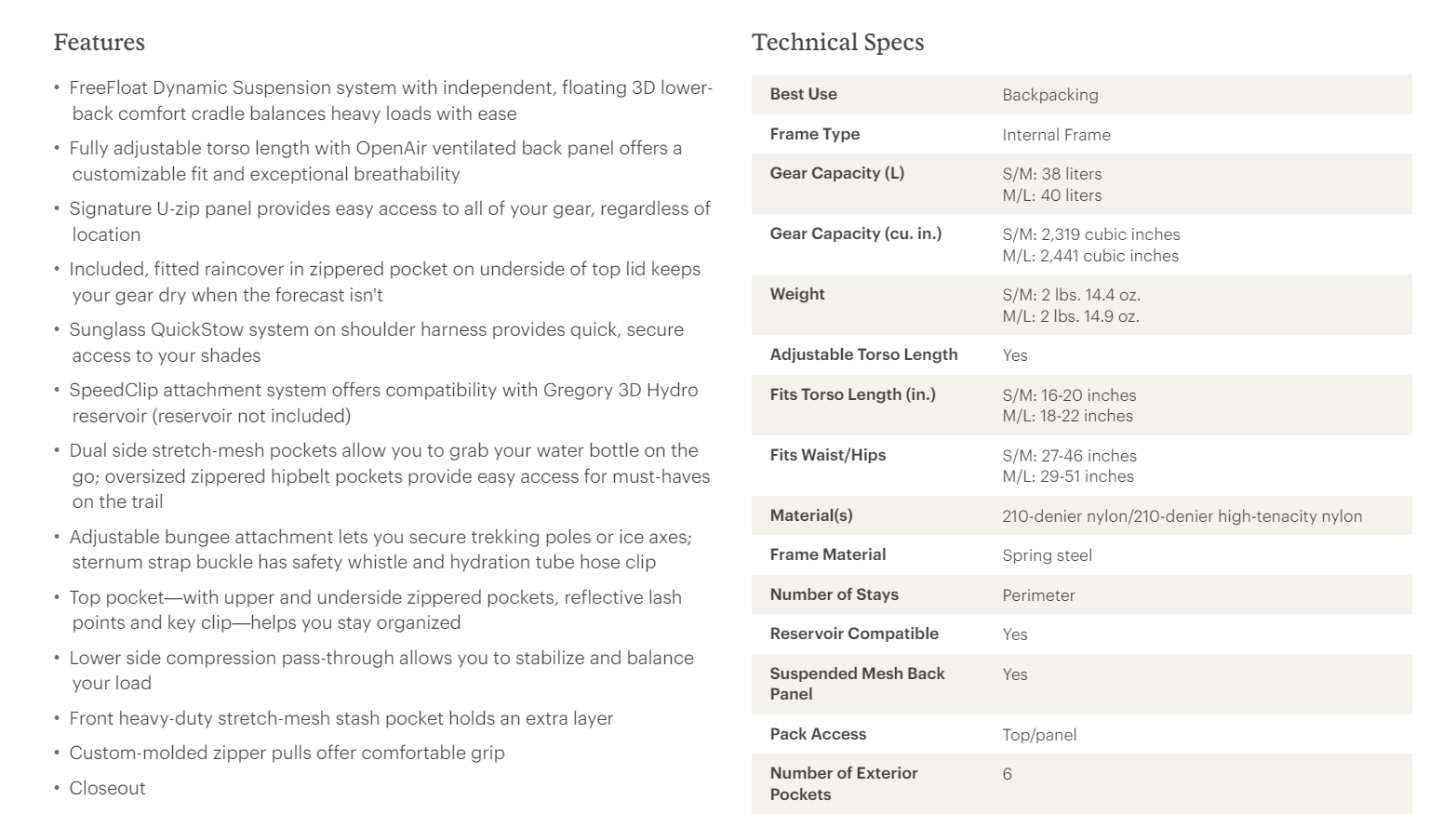 Rei product details