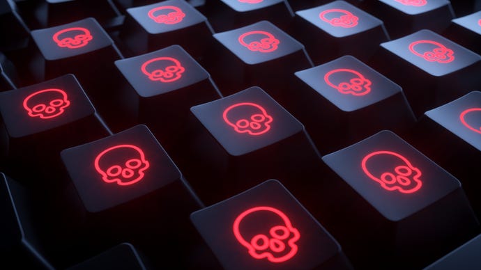 red skulls on a keyboard