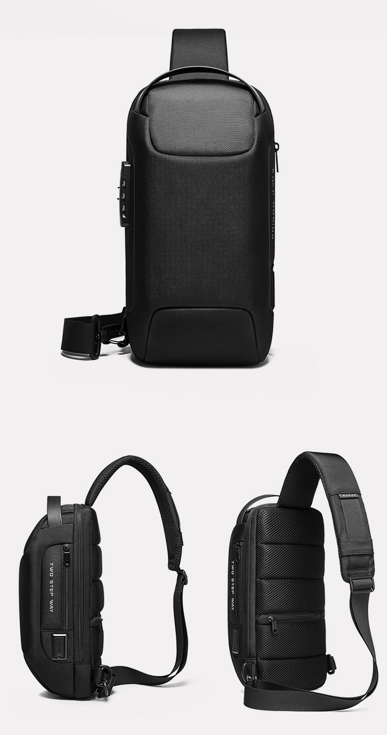 New Men Crossbody Waterproof Shoulder Chest Bags USB Charging Male ...