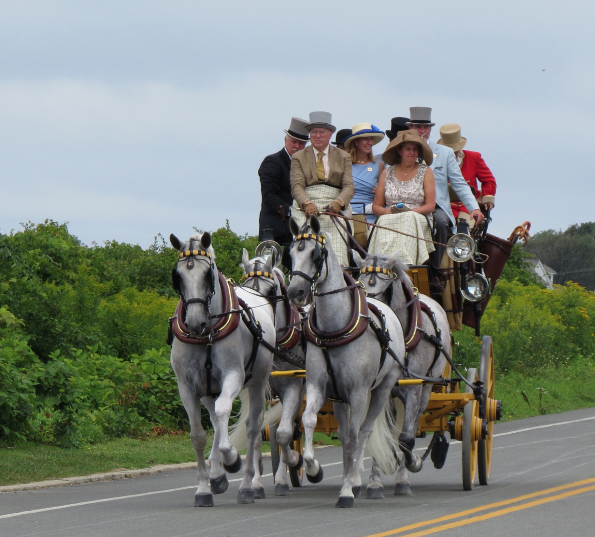 Newport, Rhode Island, as 19th century carriages, led by stately steeds, gallantly gather to herald Coaching Weekend in Newport.  From August 16th  to 19th, The Preservation Society of Newport County hosts members of the Carriage Association of American 