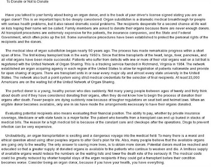 persuasive essay organ donation