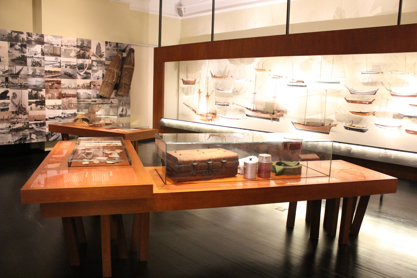 Displays of model ships and trade-based items