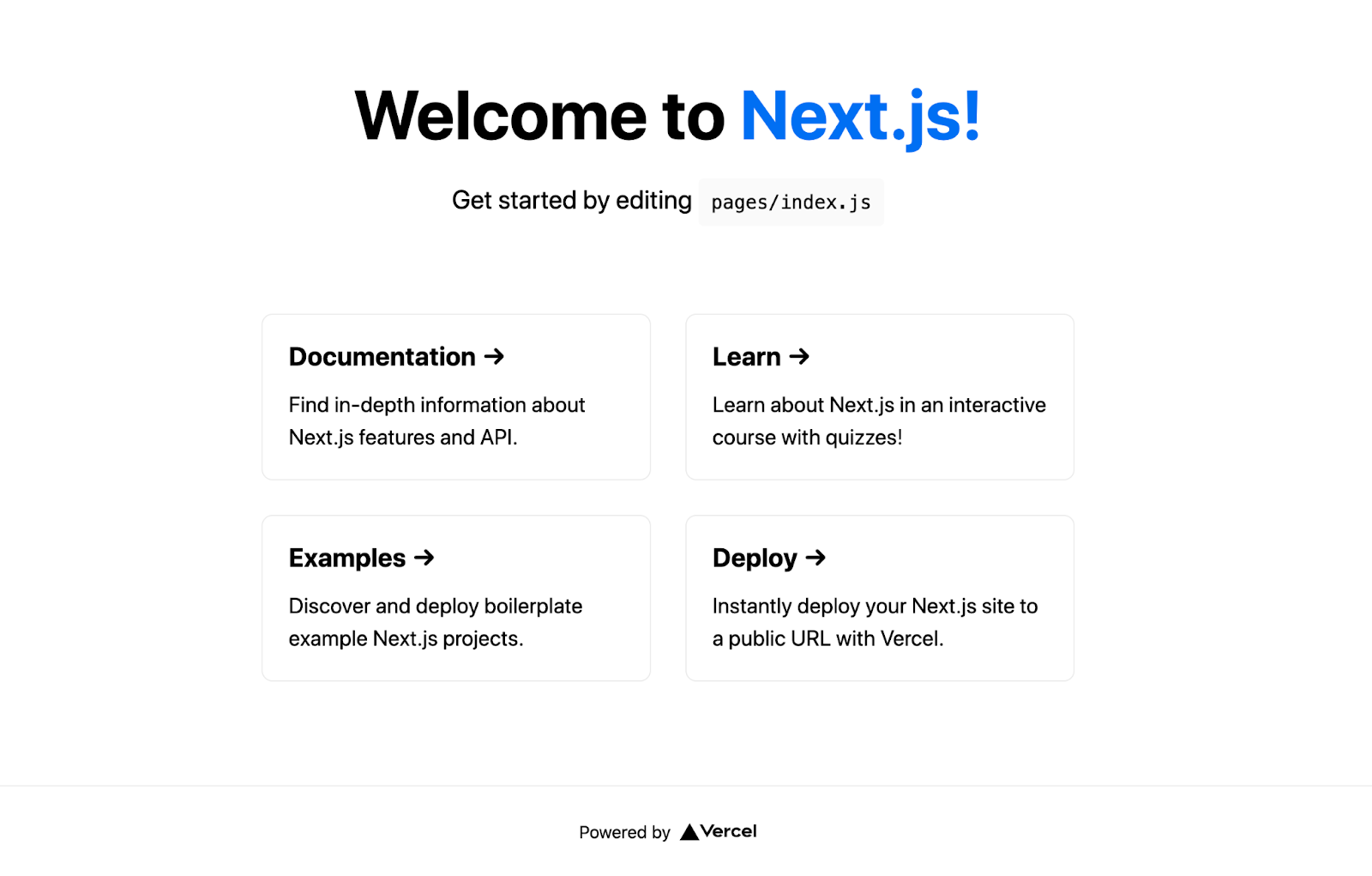 Next.js frontend homepage