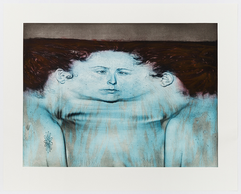 Kiki Smith My Blue Lake, 1995 Photogravure with a la poupée inking and lithograph, on mould-made En Tout Cas paper 43 3/4 x 54 3/4 inches (111.1 x 139.1 cm) Edition of 41