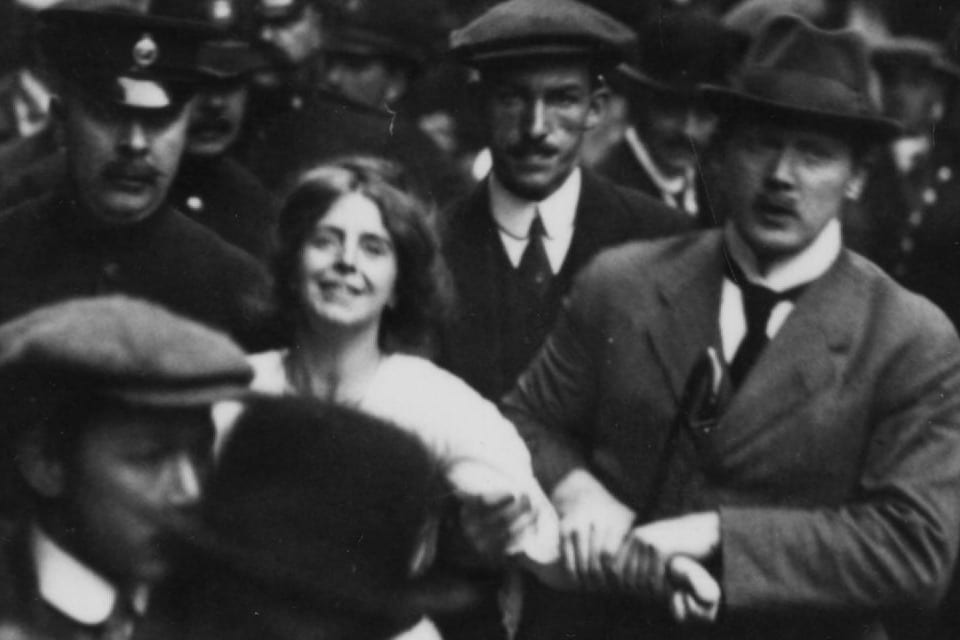 Black and white photo of Suffragette Annie Kenney
